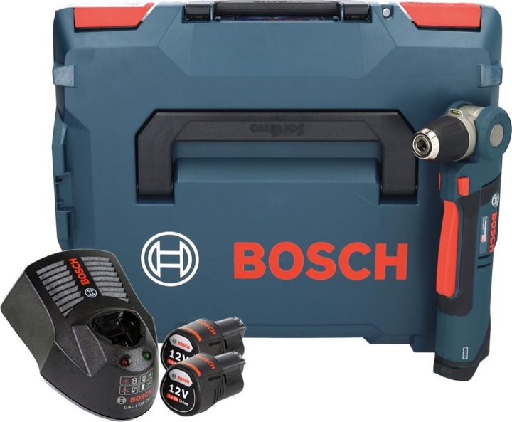 Image du produit Bosch Professional Bosch GWB 12V-10 Perceuse d'angle sans fil 12V 11Nm + 2x batterie 3,0Ah + chargeur + L-Boxx (Fonctionnement sur batterie)