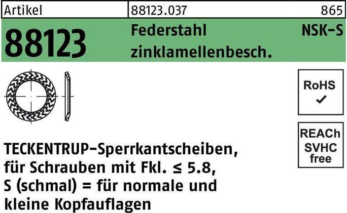 Produktbild Teckentrup Sperrkantscheibe R 88123 NSK-S 12 Federstahl zinklamellenbeschichtet