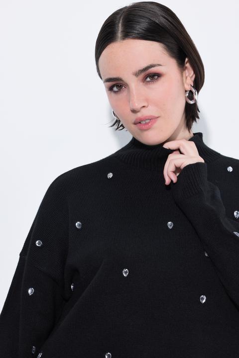 Produktbild Ulla Popken Pullover, Ziersteine, Oversized, Stehkragen, Langarm (46, 48)