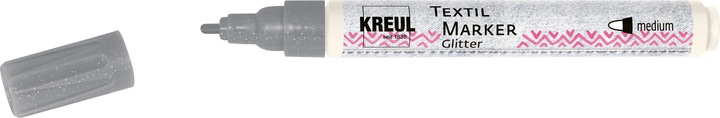 Image du produit Kreul Crayon de peinture pour tissu, marqueur textile Javana texi mäx Glitter pour tissus clairs et foncés (Argent, 4 mm)