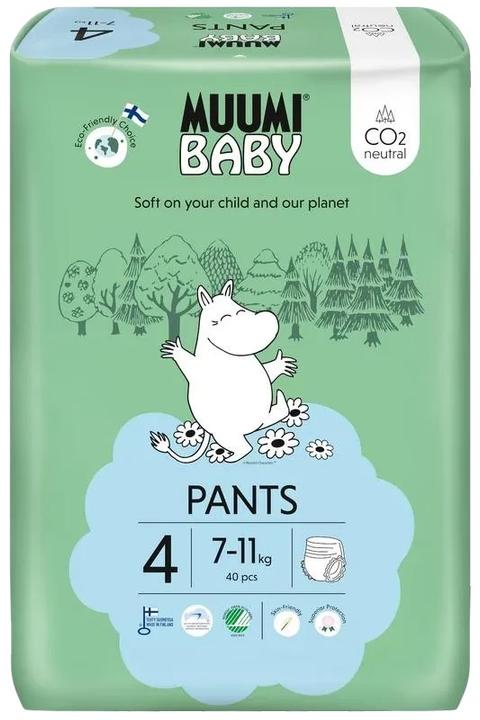 Muuwmi Muumi Baby Eco Pull Ups Size 4 40 Sensitive Premium Nappy Pants with Leakage Barrier (Size 4, 40 pcs.)