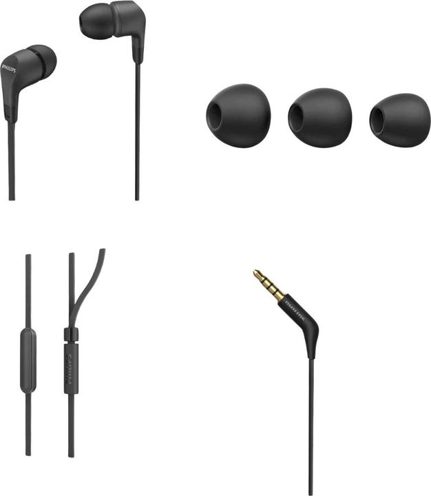 Produktbild Philips Kabelgebundene In-Ear-Kopfhörer, TAE1105BK (Keine Geräuschunterdrückung, Kabelgebunden)