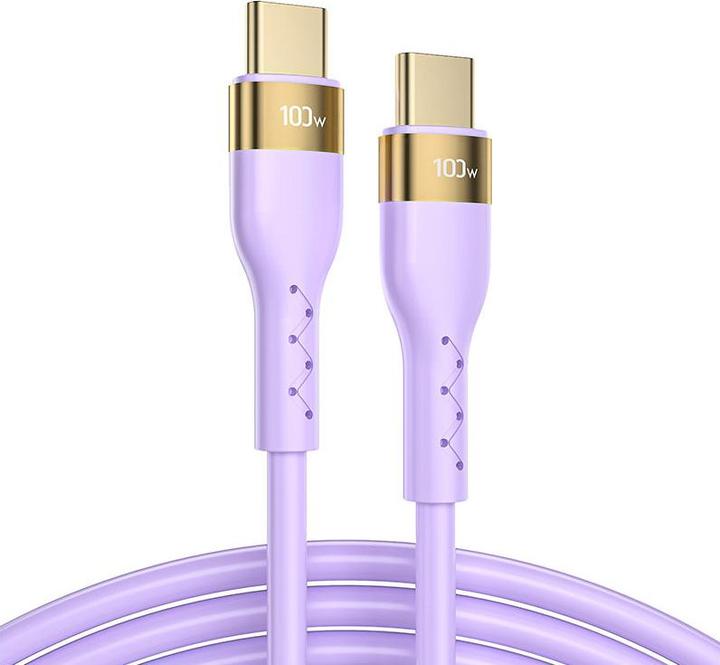Actual product image Joyroom USB-C to USB-C Cable 5A, 100W, 2m - Purple (USB 2.0)