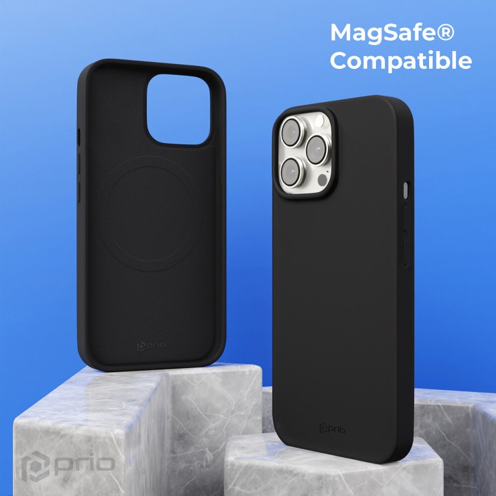 Actual product image prio Silicone protective case MAG for iPhone 15 (6.1 inch) black (Apple iPhone 15)