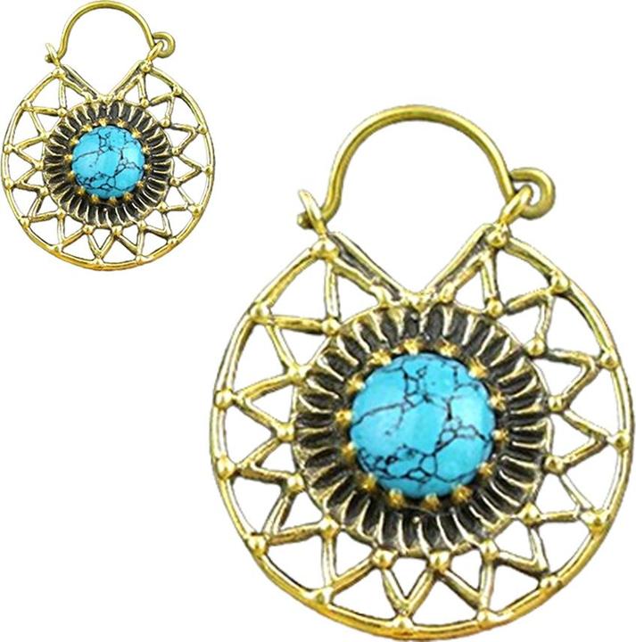 Image du produit Star Piercing Ohrring vergoldet dreieckslinien mit Türkis Stein (Laiton, Minéral)