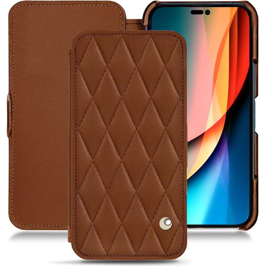 Noreve Lederschutzhülle horizontal (Apple iPhone 14 Pro), Smartphone Hülle, Braun