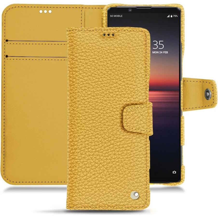 Noreve Lederschutzhülle Wallet (Sony Xperia 1 II), Smartphone Hülle, Orange