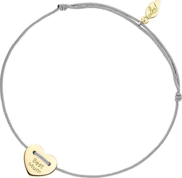 Image du produit Bracelet BEST MUM, or jaune 14 K, gris (0.90 cm, Or jaune 14 carats (585) poli, Bande synthétique)