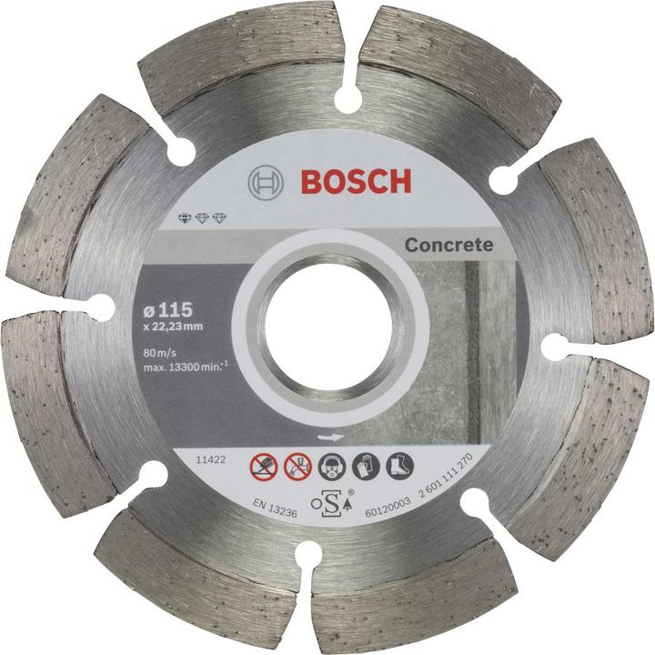 Produktbild Bosch Professional Zubehör Diamanttrennscheibe Standard for Concrete, 115 x 22,23 x 1,6 x 10 mm, 10er-Pack