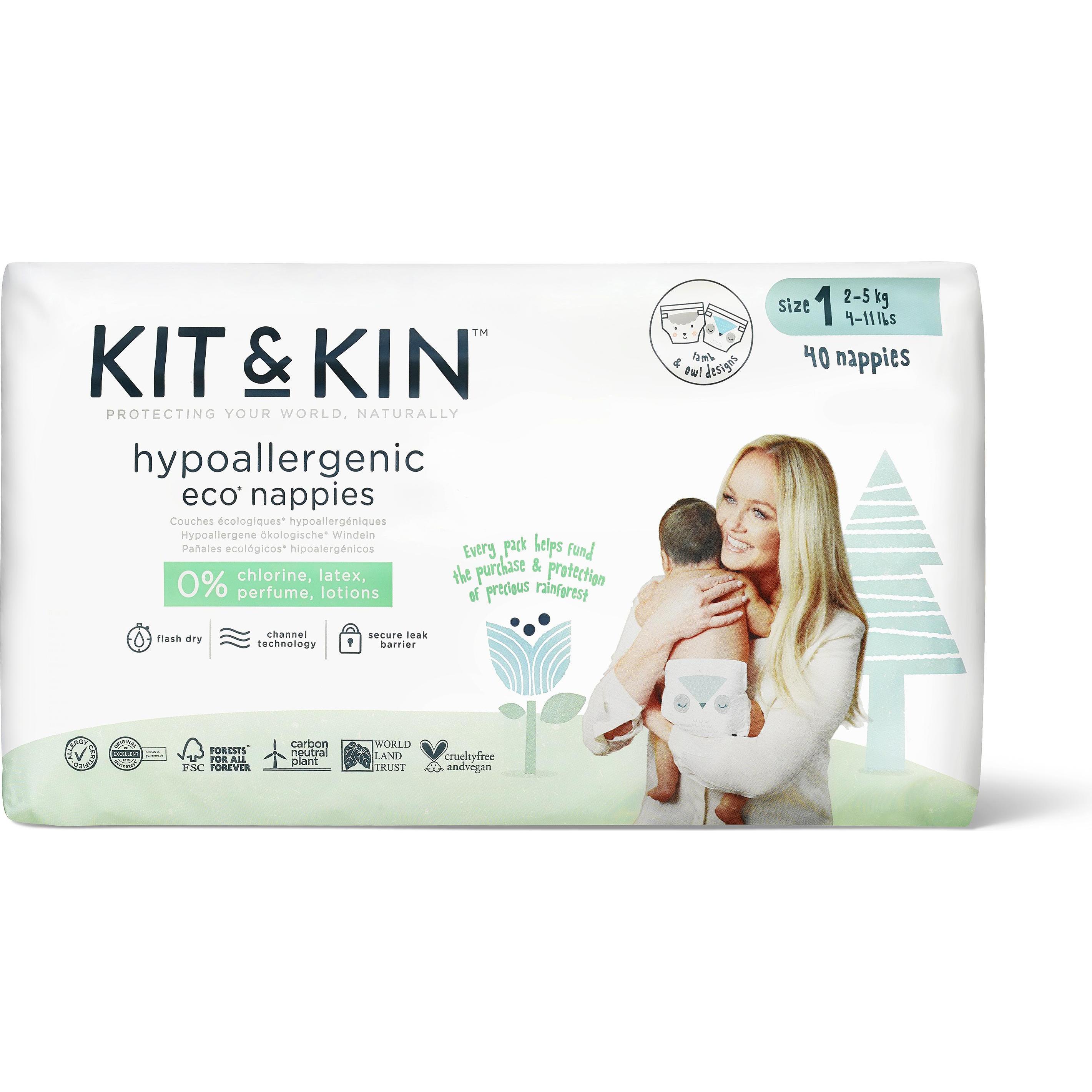 Kit & Kin Nappies (Gr. 1, Tragepack, 40 Stück)