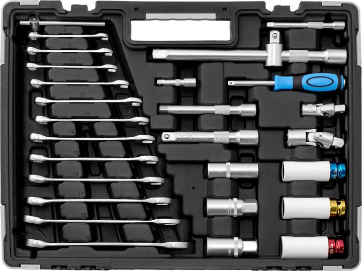 Produktbild Kärcher Karcher Steckschlüsselsatz 157-teilig 1/4" + 3/8" + 1/2" Ratschenkasten, Werkzeug aus Chrom Vanadium (157 Teile)