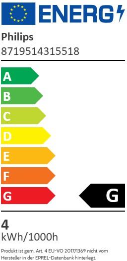 Energy Label Philips Professional Lamp MASTER VLE LEDBulb D 4-25W E27 A60 GOLD SP G (E27, 250 lm, 1 x)