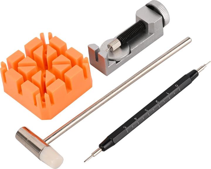 Actual product image Ideoon Profi Uhrenarmband-Reparaturset, 26-tlg.: Armbandkürzer & Bandwechsel-Werkzeug