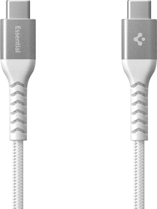 Actual product image Spigen Essential USB C to USB C 100W Fabric Cable, white EB10010CCA (1 m, 100 W)