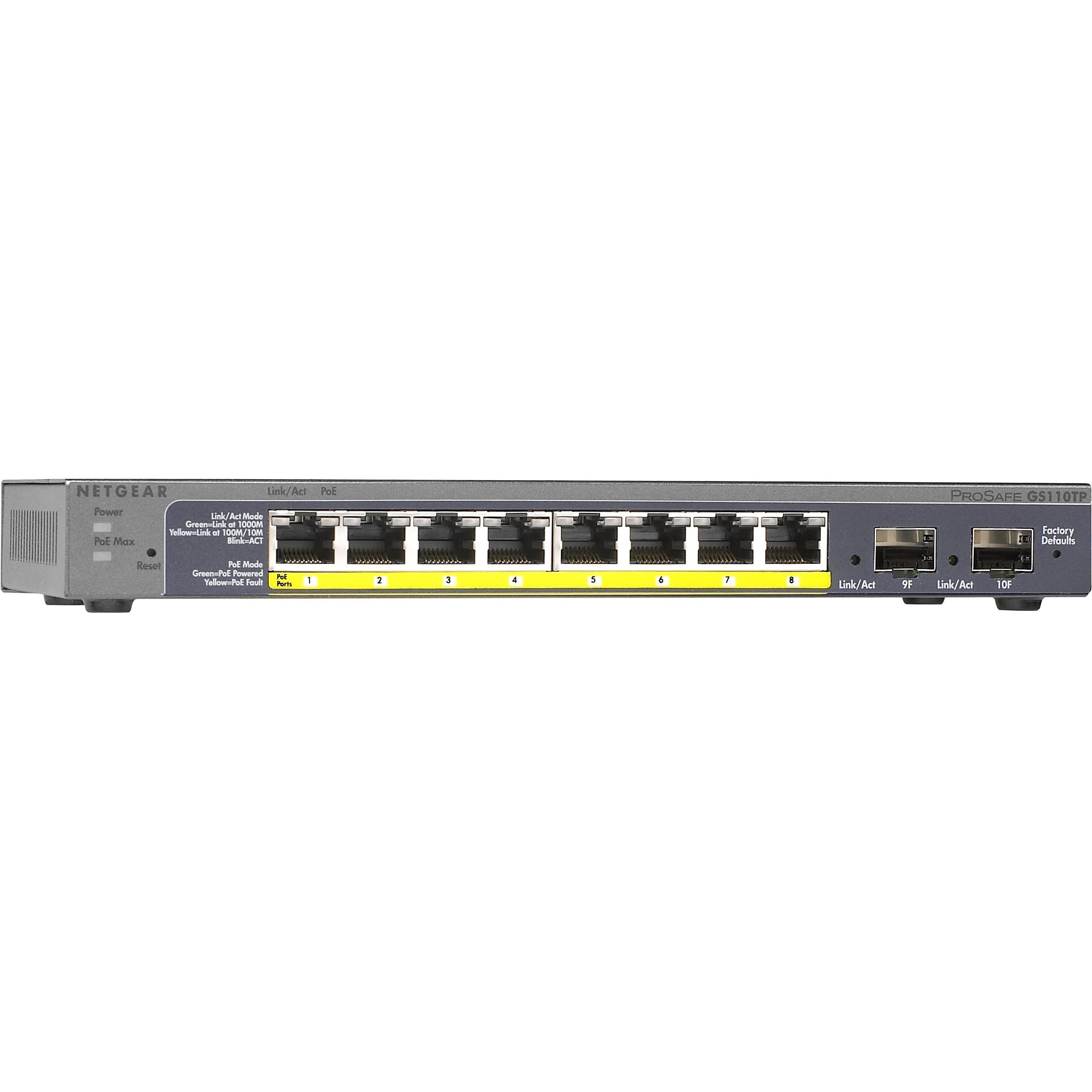 Netgear Gs110tp-200eus (10 Ports), Netzwerk Switch, Schwarz