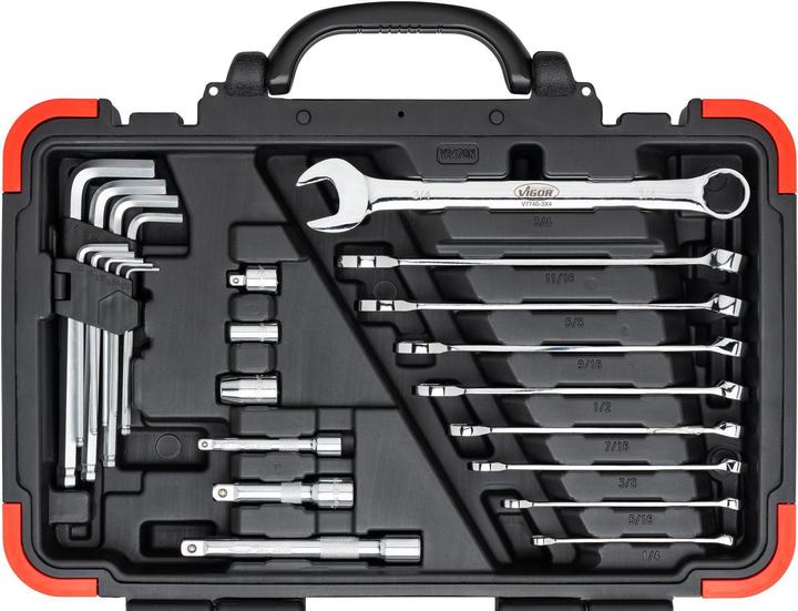 Productafbeelding Vigor Werkzeugkoffer ∙ V2470N ∙ 5/16 Zoll (8 mm) Sechskant, 1/4 Zoll (6,3 mm) Vierkant, 3/8 Zoll (… (92 onderdelen)