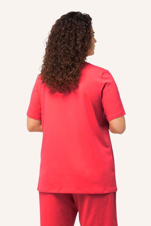 Image du produit Ulla Popken T-shirt en coton bio. Col rond et manches courtes. Coupe évasée (62)