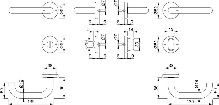 Produktbild Hoppe Rosettengarnitur Baden E1388Z/17KV/17KVS Edelstahl F69 rund SK/OL DIN links / rechts D/D (Türgarnitur)