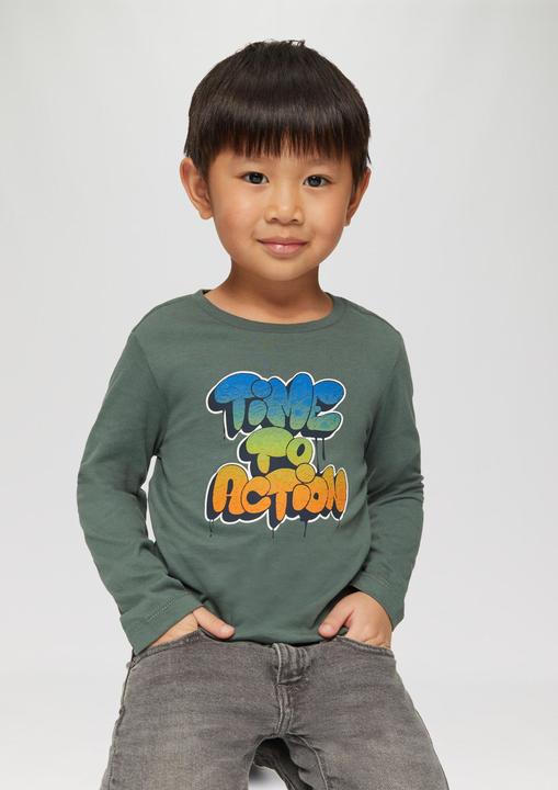 Produktbild S.Oliver T-Shirt Weiches Longsleeve mit strukturiertem Grafik-Print (104, 110)