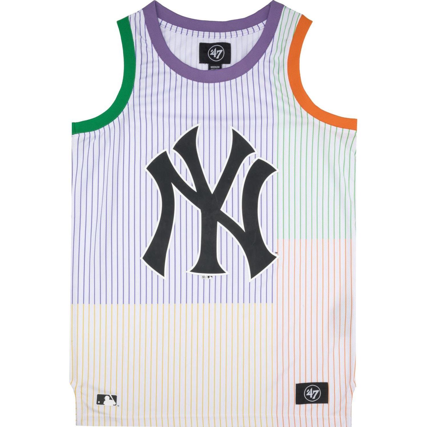 47 Brand, Herren, Shirt, Mesh Tank Top - GRAFTON NY Yankees pinstriped - XXL, Weiss, (XXL)