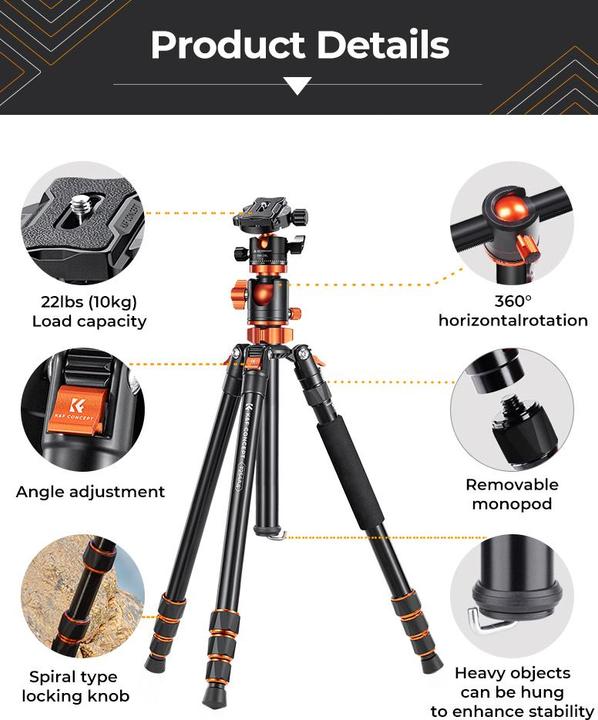 Produktbild K&F Concept T254A4+BH-28L Magnesium Aluminum Alloy Tripod (Metall)