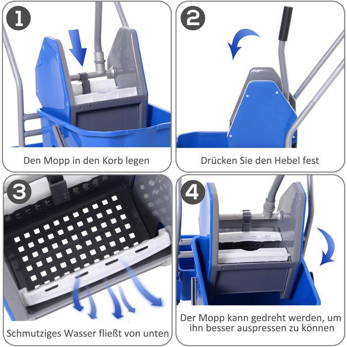 Produktbild Swisshandel24 Putzwagen Reinigungswagen Fahreimer Putzeimer 25 Liter mit 4 Rollen Blau (1 Stk.)
