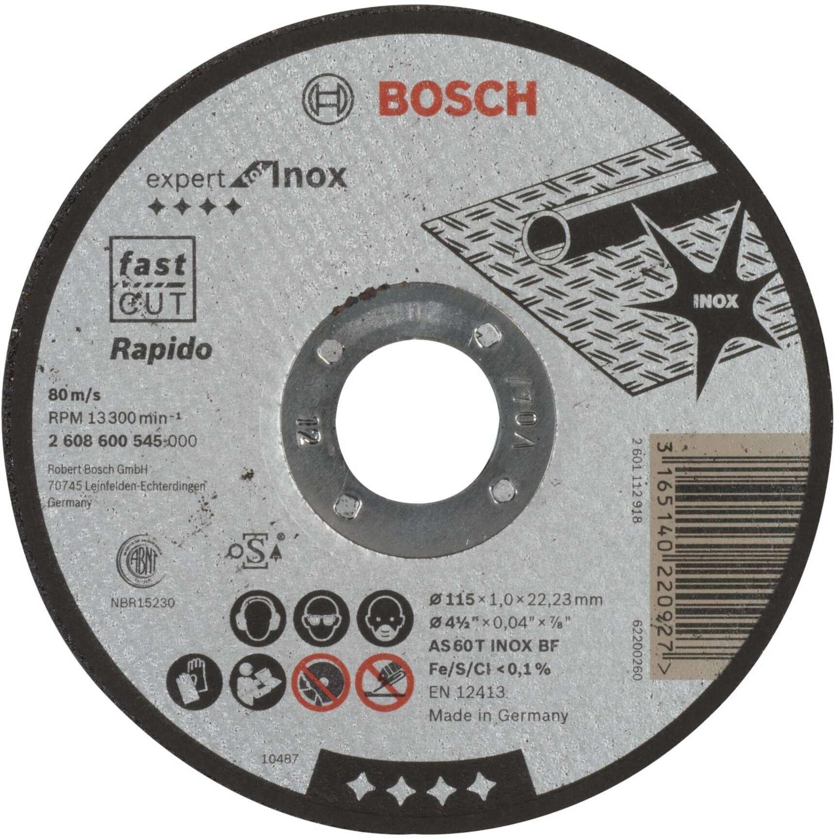 Bosch Professional Zubehör, Lama, Disco da taglio PRO per acciaio inox e metallo, 115 x 1 x 22,23 mm