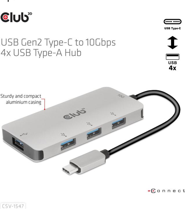 Immagine prodotto Club 3D Usb-Hub (USB-C, 4 porte)