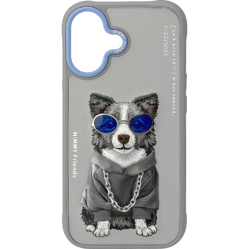 Nimmy Etui Glasses Cool Dog do iPhone 17 szary (Apple iPhone 17), Cover smartphone, Grigio