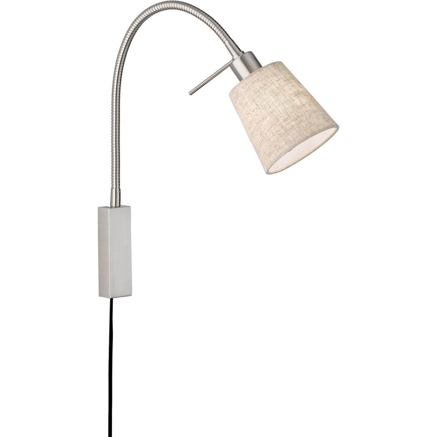 Fischer & Honsel, Wandleuchte + Deckenleuchte, Honsel Wolke Wandspot flex E14 Stoffschirm sandfarben Leinen nickel 30321...