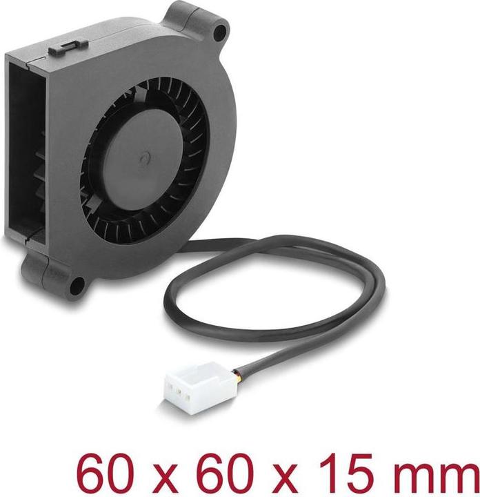 Produktbild Delock Radiallüfter / Lüftergebläse 12 V DC 60 x 60 x 15 mm mit 3-Pin Lüfteranschluss, schwarz (60 mm)