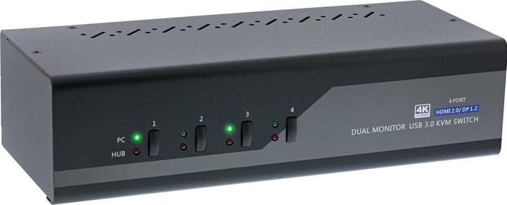 InLine Switch KVM Switch 4 vie a doppio monitor