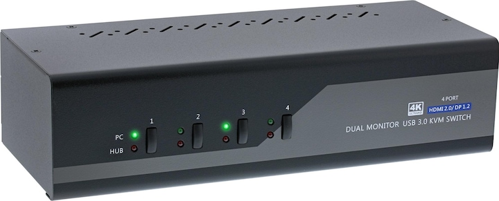 InLine KVM Switch 4-way Dual Monitor