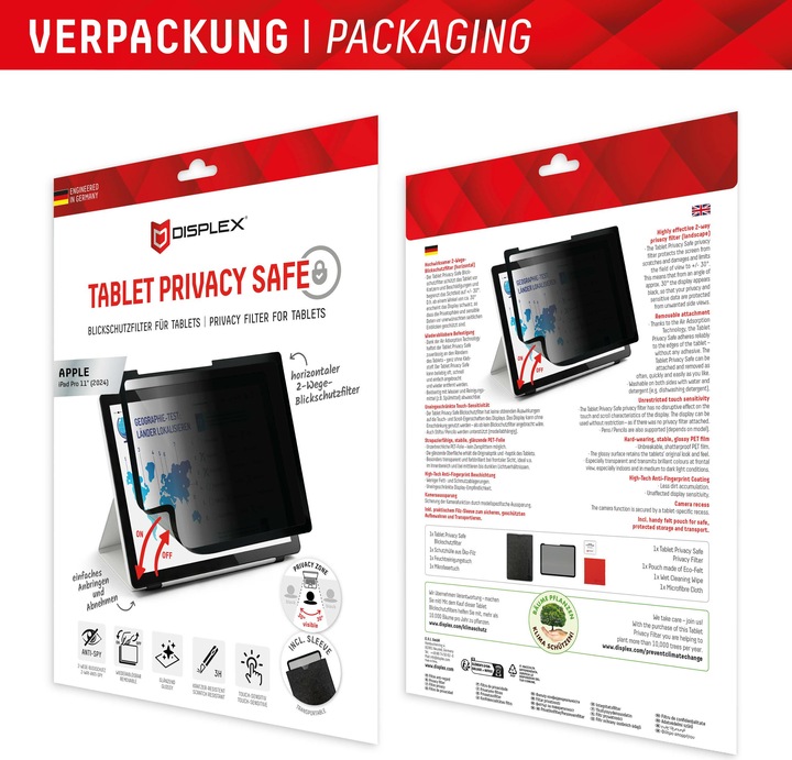 Produktbild Displex Tablet Privacy Safe, Tablet Blickschutzfolie (1 Stück, iPad Pro 11 2024 (M4))