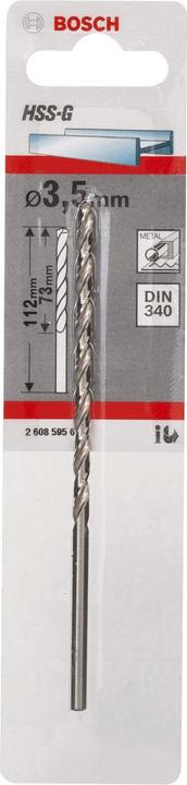 Actual product image Bosch Professional Zubehör Metal drill HSS-G, DIN 340, 3.5 x 73 x 112 mm, 1-pack (3.5 mm)