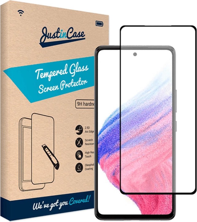 Actual product image Just in Case Tempered glass edge-to-edge screen protector Samsung Galaxy A53 (1 Piece, Samsung Galaxy A53)