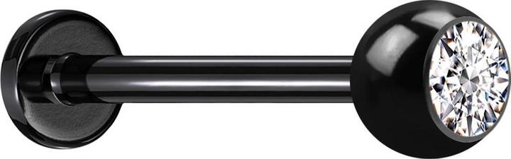 Immagine prodotto Star Piercing Labret Micro Threadless nero con cristallo a sfera argento (senza ottone, Acciaio chirurgico 316L)
