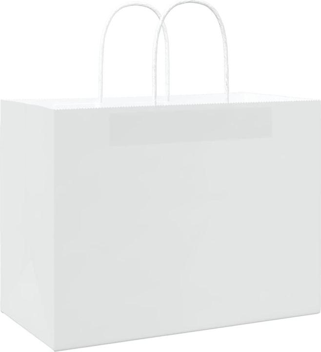 Produktbild vidaXL Kraftpapiertüten 250 Stk. mit Henkel Weiss 32x17x25 cm Papiertüte (Geschenktüte, 250 x)