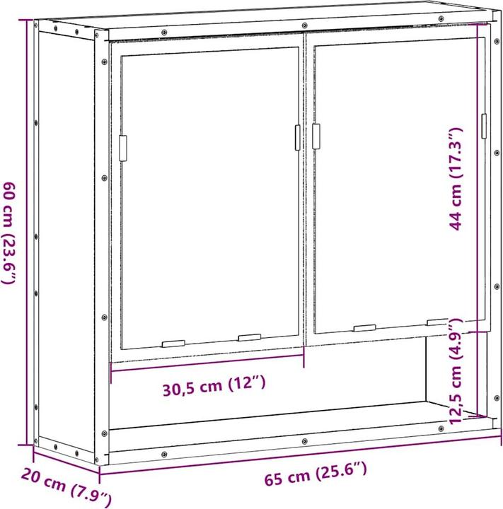 Produktbild vidaXL Spiegelschrank (65 x 20 x 60 cm)