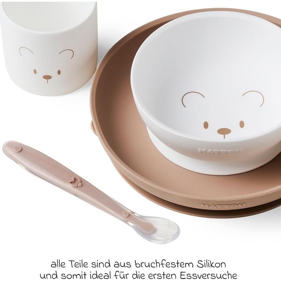 Thumbnail - Nattou, Kindergeschirr + Kinderbesteck, Esslernset Teddy