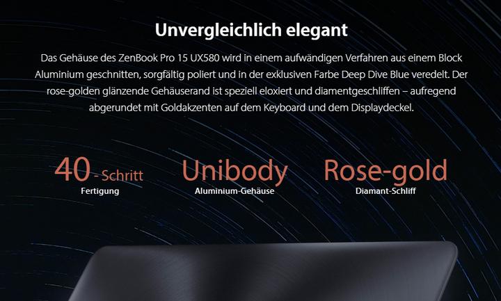 Immagine prodotto ASUS ZenBook Pro 15 UX580GD-BN008T (15.60", Intel Core i7-8750H, 16 GB, 512 GB, CH)
