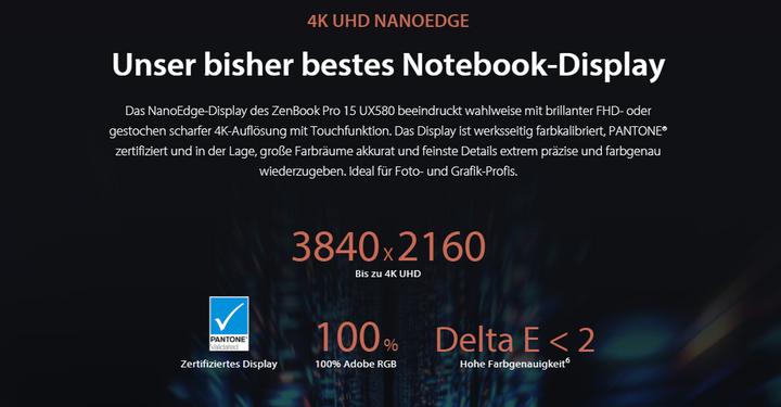 Immagine prodotto ASUS ZenBook Pro 15 UX580GD-BN008T (15.60", Intel Core i7-8750H, 16 GB, 512 GB, CH)