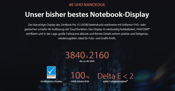 Actual product image ASUS ZenBook Pro 15 UX580GD-BN008T (15.60", Intel Core i7-8750H, 16 GB, 512 GB, CH)