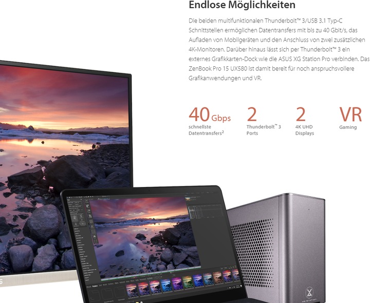 Actual product image ASUS ZenBook Pro 15 UX580GD-BN008T (15.60", Intel Core i7-8750H, 16 GB, 512 GB, CH)