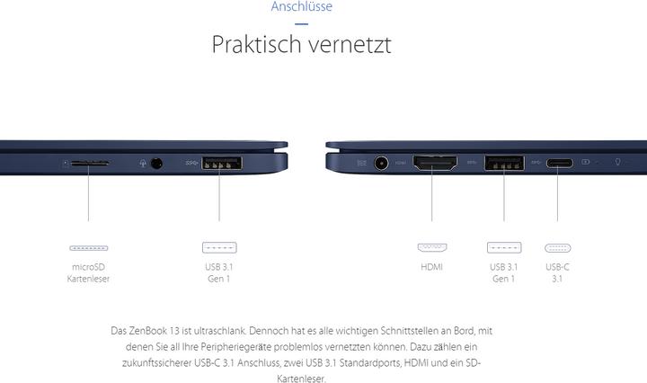 Produktbild ASUS ZenBook 13 UX331UN-EG011T (13.30", Intel Core i5-8250U, 8 GB, 256 GB, CH)