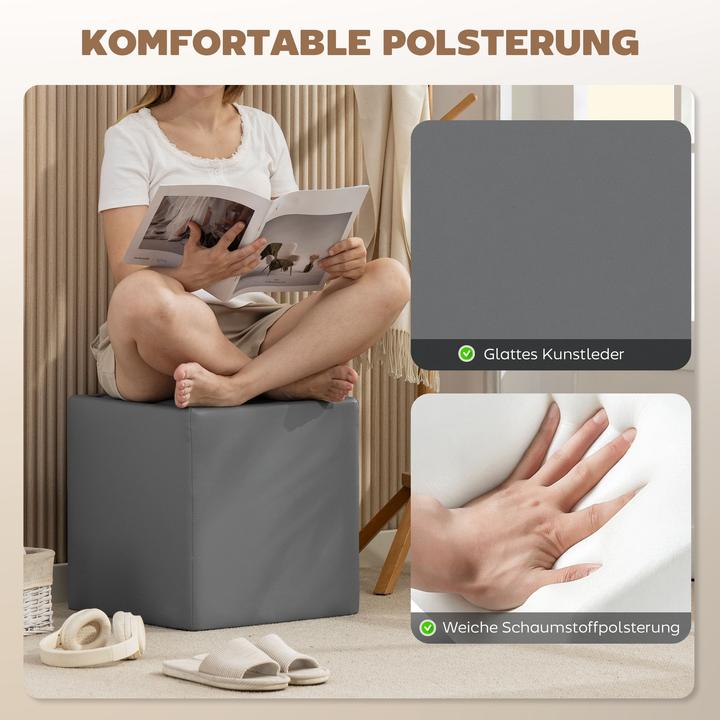 Actual product image Homcom Sitzhocker Kunstleder, MDF Grau