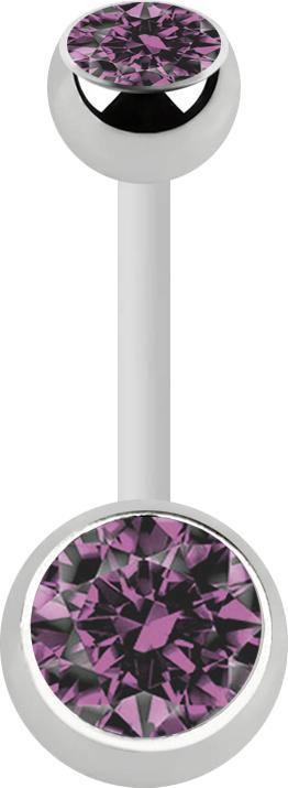 Image du produit Star Piercing Banane blanche avec deux boules argentées cristal rose (sans laiton, Acier chirurgical 316L, Matières plastiques)