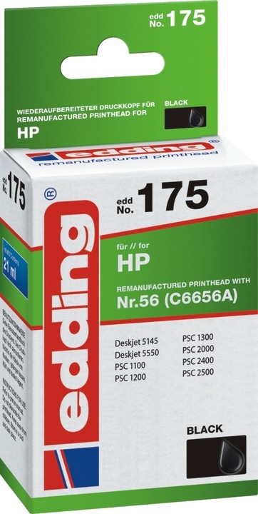 Produktbild Edding Tintenpatrone Druckerpatrone ersetzt 57 (C6657A) Schwarz (BK)