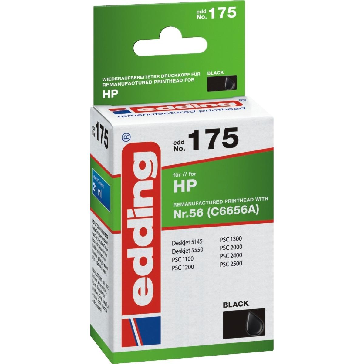 Edding, Druckerpatrone, Tintenpatrone Druckerpatrone ersetzt 57 (C6657A) Schwarz (BK)