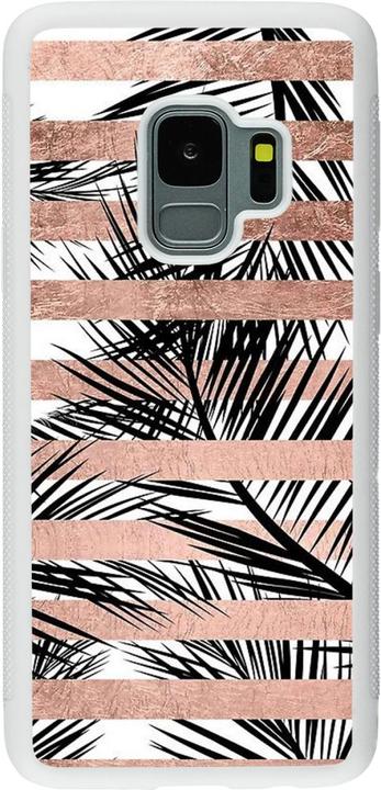 Actual product image PhoneLook Coque Silicone rigide blanc Palm trees gold stripes (Samsung Galaxy S9)